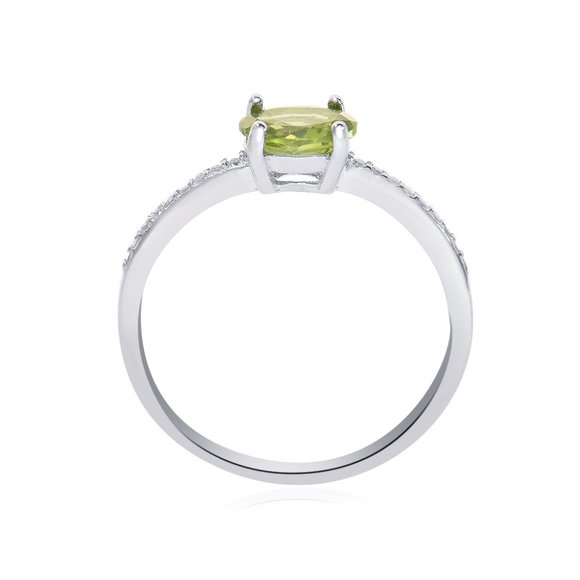 Sterling Silver Peridot Diamond Accent Ring - Picture 6 of 6